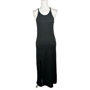 J.o&co Black Ribbed Halter Front Slit Maxi Dress Size Medium